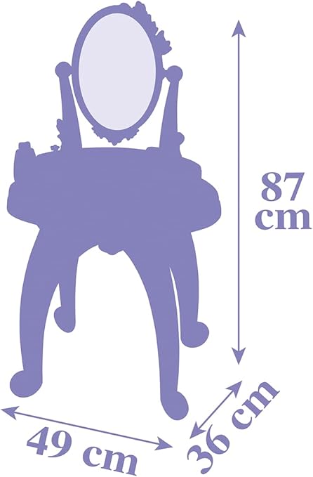 Smoby Disney, Frozen 2 in 1 Hairdressing Table, 10 accessories: 1 stool, 2 flasks, 1 necklace, 1 plastic headband, 3 rings, 1 bracelet, 1 hair clip, 1 comb, Purple