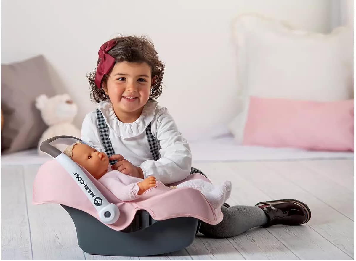 Smoby Maxi-Cosi Doll Car Seat - Car Seat With Carrying Handle In Original Maxi Light Sage and Light Pink