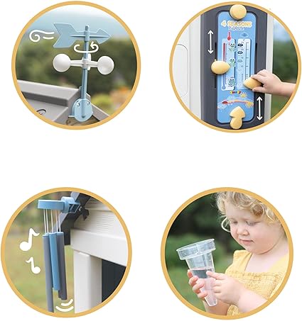 Smoby - 4 Seasons Playhouse for Children includes playful weather activities, Educational outdoor garden house for Kids