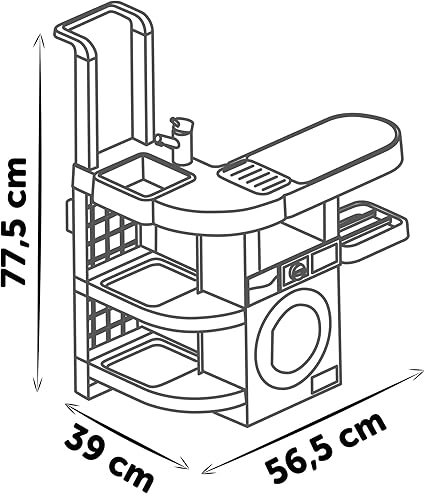 Smoby Laundry Room Pretend Play Household Toy, Vacuum Cleaner and Washing Machine with Electronic Functions and 17 Accessories