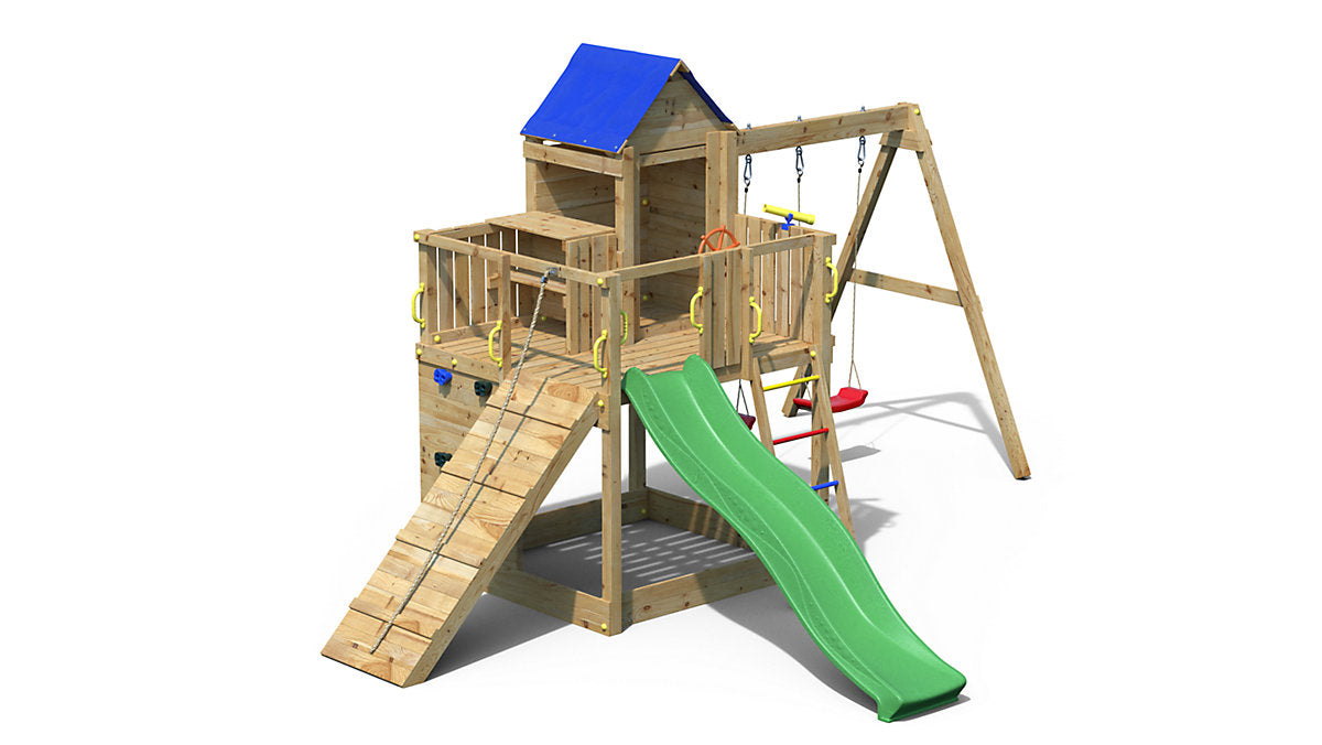 Shire Treehouse Climbing Frame with Double Swing and Slide