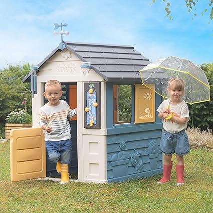 Smoby - 4 Seasons Playhouse for Children includes playful weather activities, Educational outdoor garden house for Kids