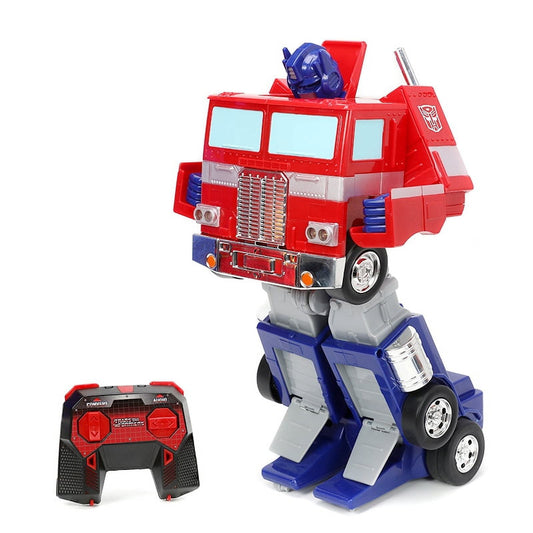 Jada Toys – Transformers Optimus Prime Converting RC Vehicle – Kids Toys Gift with Transformation from Truck to Robot – Lights & Sounds – Full Function Remote Control – 13" Long