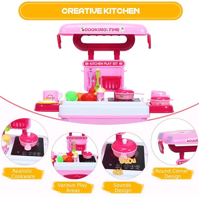 Children's Convertible Kitchen Play Set Pink
