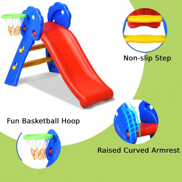 Folding Child's First Slide with Basketball Hoop