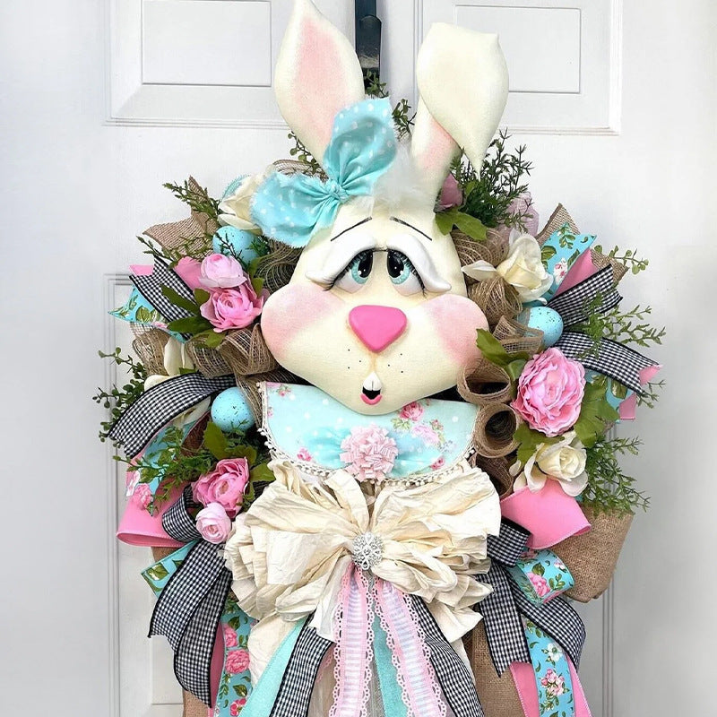 Easter Bunny Pendant Christmas Wreath Decoration Home Door Hanging