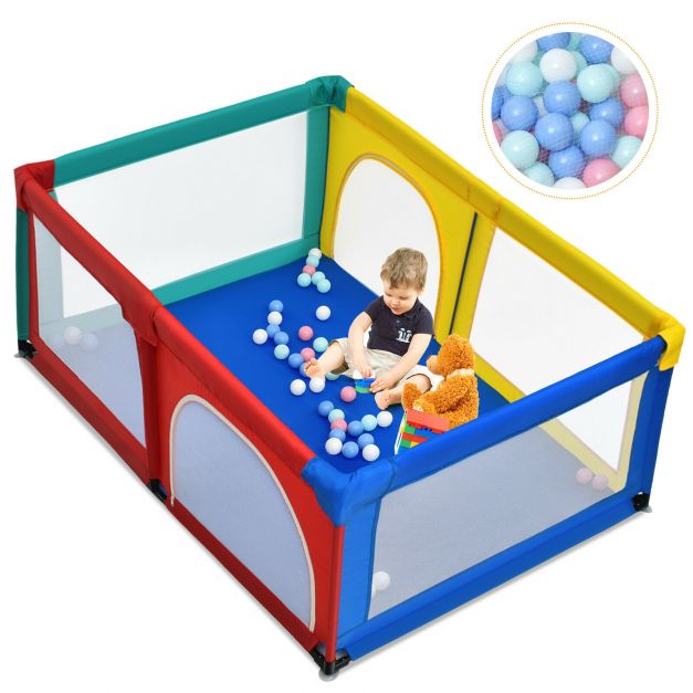 Baby Playpen Activity Centre 50 Balls Breathable Mesh Zipper Door