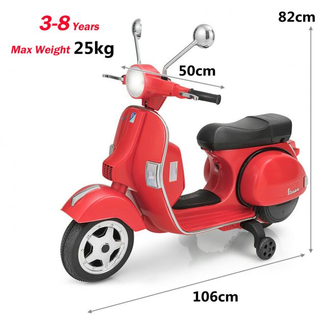 Ride On 6v Licenced Vespa Motorcycle with Music