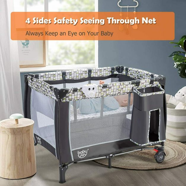 Baby Travel Cot Foldable Playpen Infant Bassinet Cot Bed
