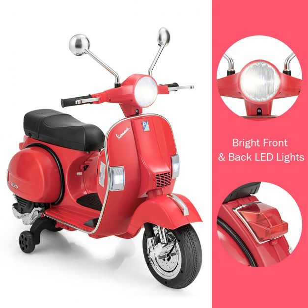 Ride On 6v Licenced Vespa Motorcycle with Music