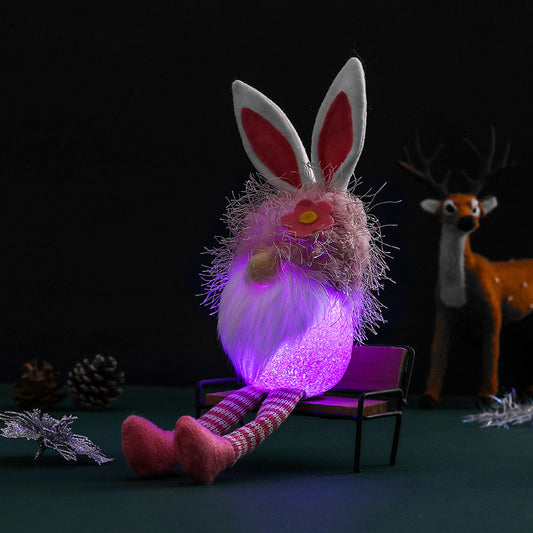 Cross-Border Cute Rabbit Ears Glowing Faceless Doll Decoration EVA Easter Santa Claus Doll Props