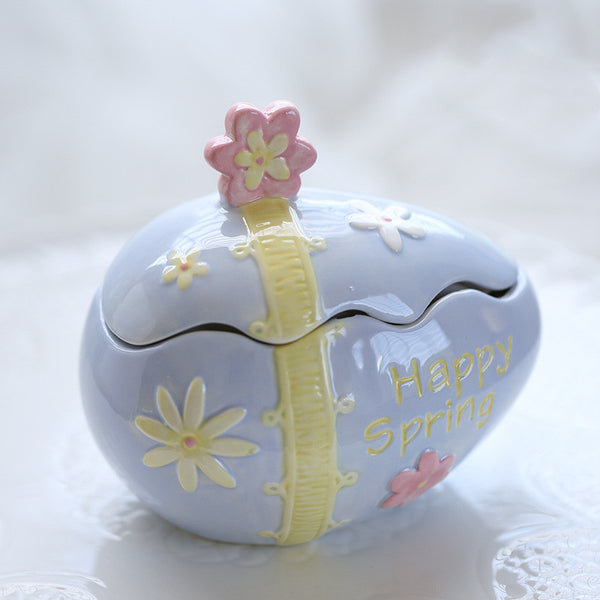 Creative Easter Egg Bunny Storage Jar Sundries Hand-painted Jewelry Box Ceramic decorations Small Ornaments