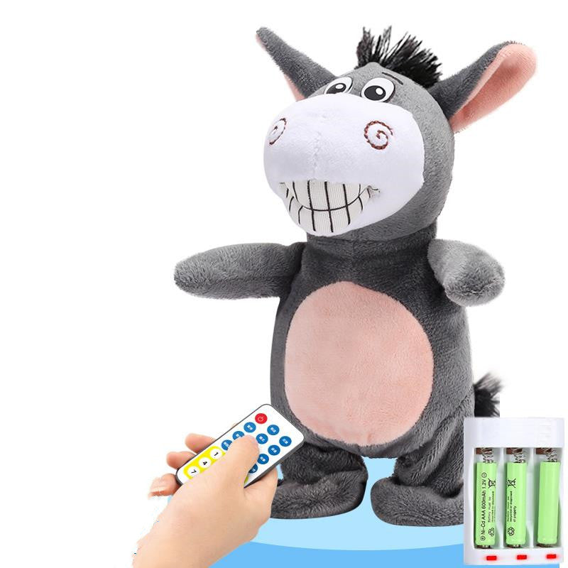 Electronic Robot Donkey Remote Control Kids Plush Toy Speak /walk/sing