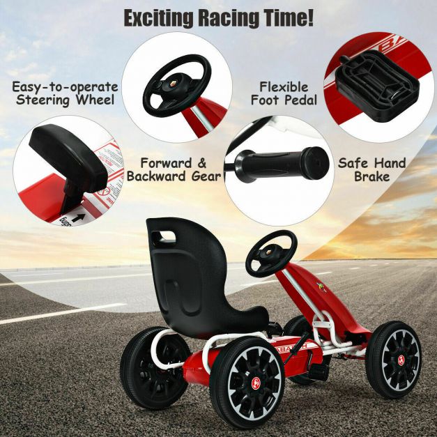 Kids Pedal Go Kart Play Set with Adjustable Seat