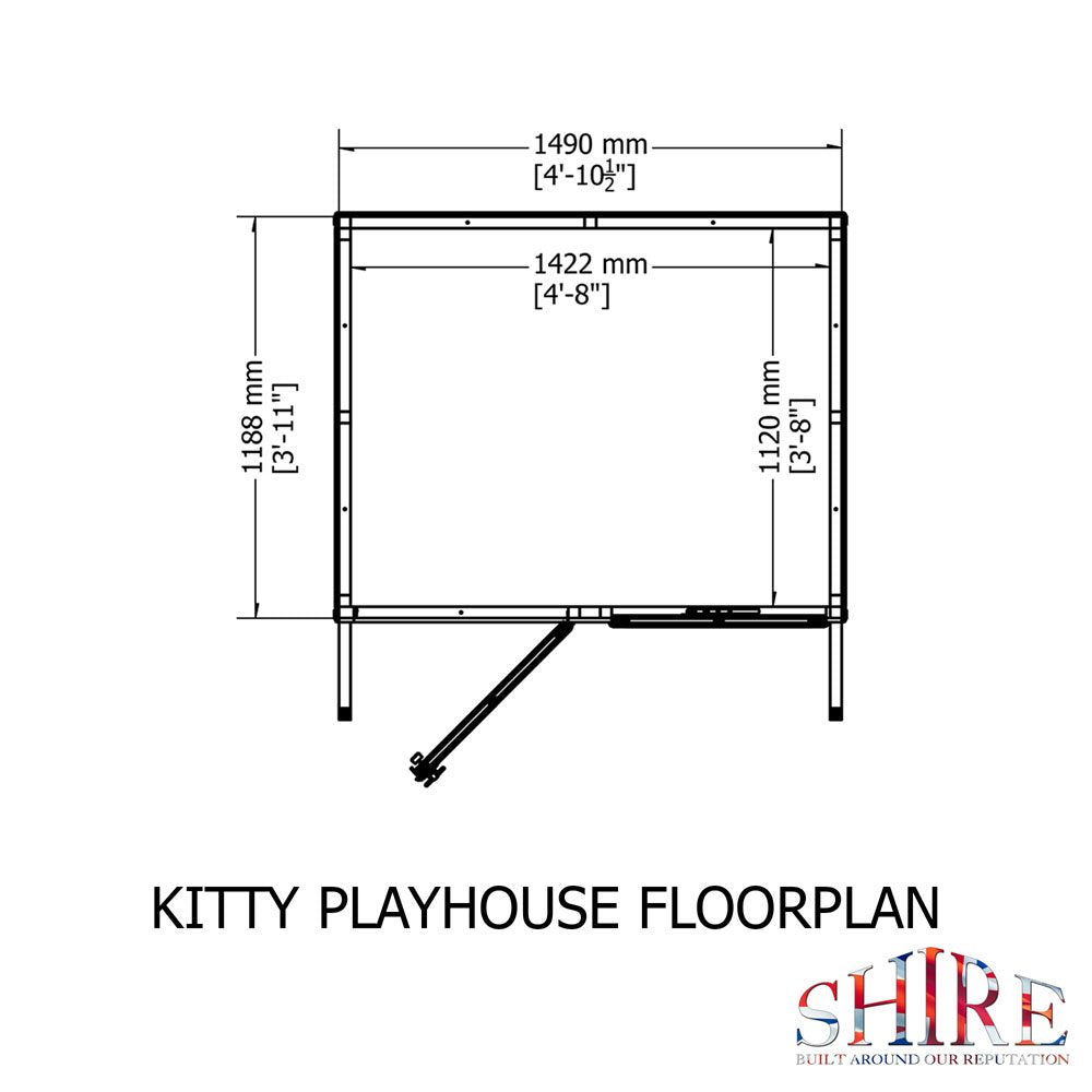 5 x 5 (1.49m x 1.50m) Shire Kitty Playhouse