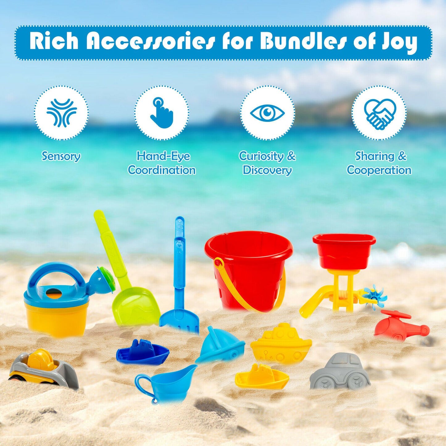 18Pcs Children Beach Activity Table Set with Umbrella Hole