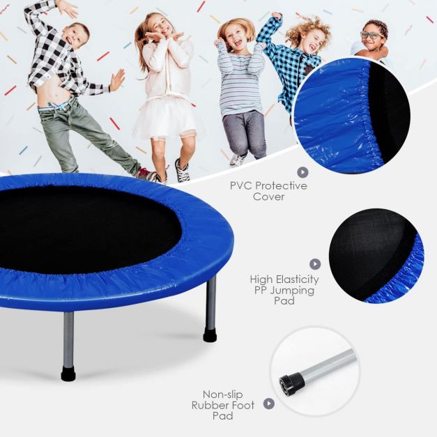 Foldable Mini Trampoline with Springs and Padded Cover