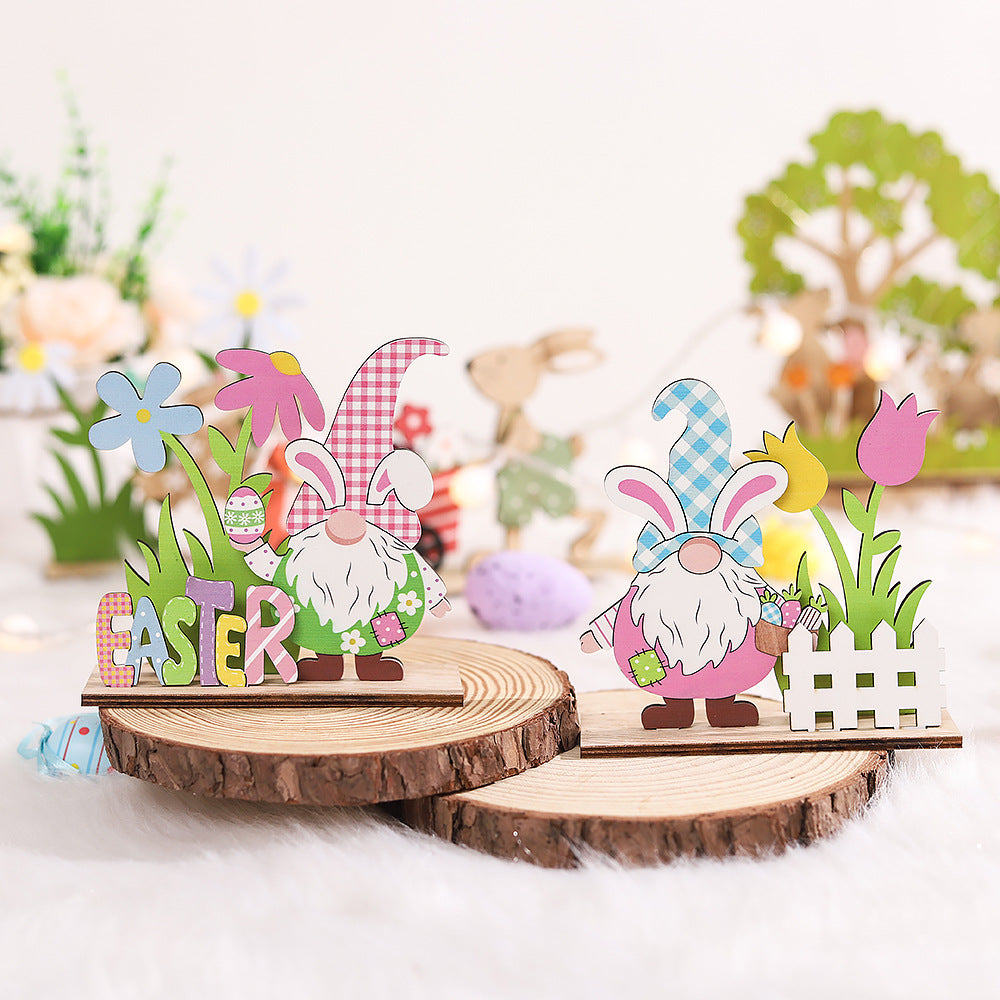 Easter Wooden Crafts Decoration Scene Dress Up Props