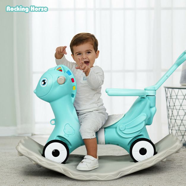 Toddler Rocking Ride On Push with Music, Cushion, & Rope
