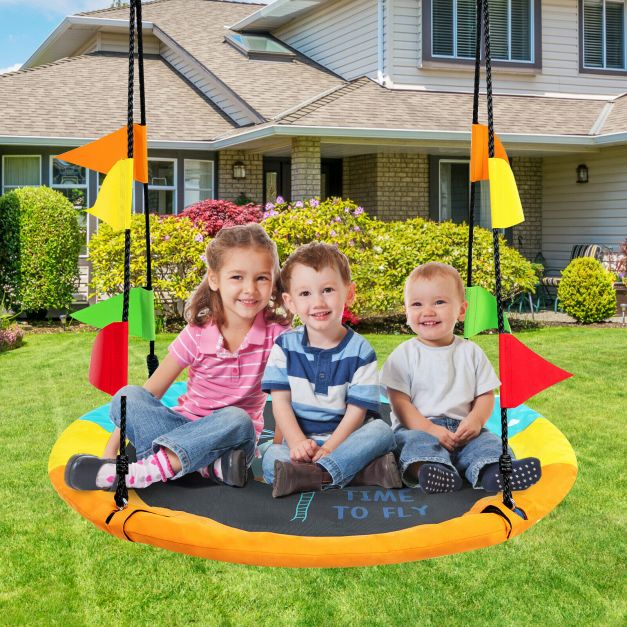 100cm Round Saucer Tree Swing with Heights Adjustable Rope