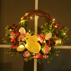 Easter Egg Rattan Wreath Door Hanging Decoration Simulation Wreath