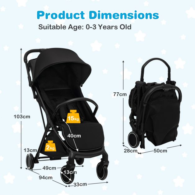 Lightweight Baby Stroller with Aluminum Frame and Detachable Seat Cover