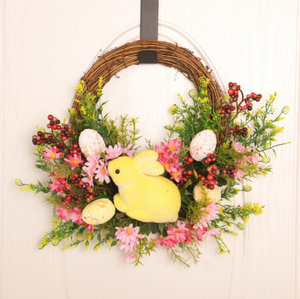 Easter Egg Rattan Wreath Door Hanging Decoration Simulation Wreath