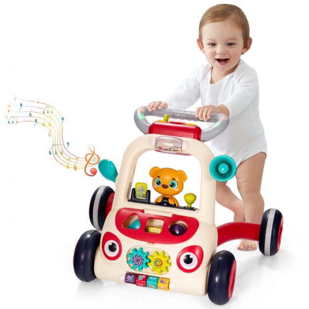 2-in-1 Baby Learning Walker Toddler with Music and Light for Over 9 Months