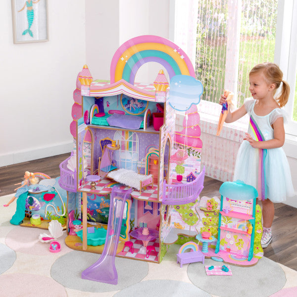 Rainbow Dreamers Unicorn Mermaid Dollhouse with EZ Kraft Assembly™