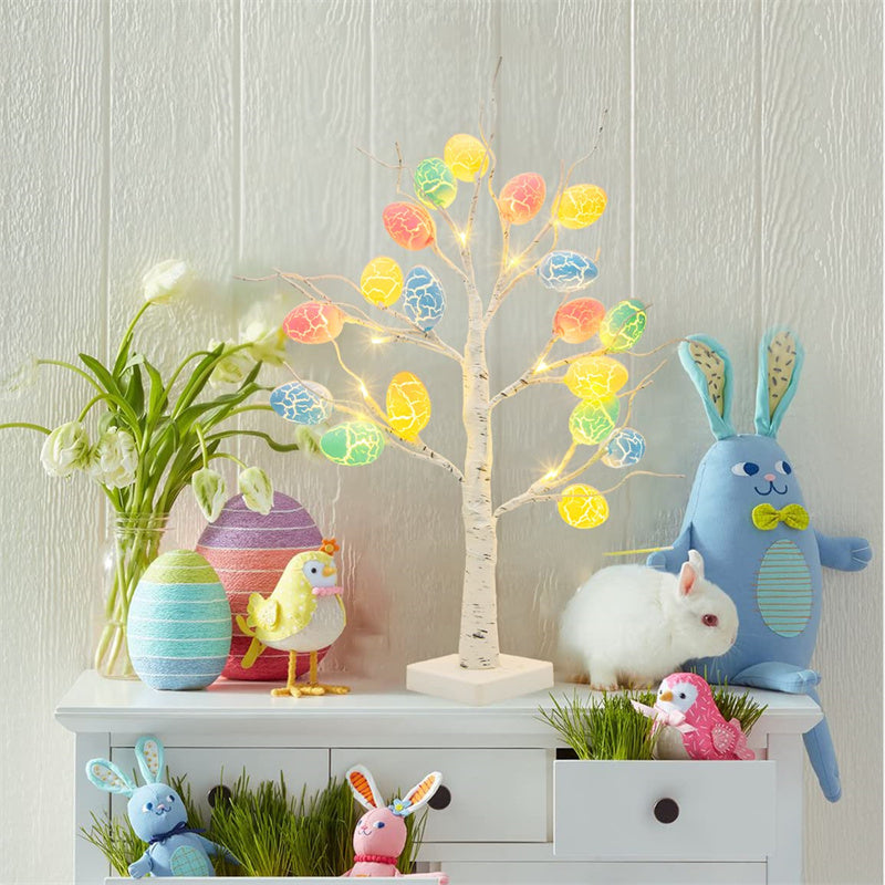 Easter Decoration 60cm Birch Tree Home Easter Egg LED Light Gift Spring Party Tabletop Ornaments Light Easter Party Kids Gifts