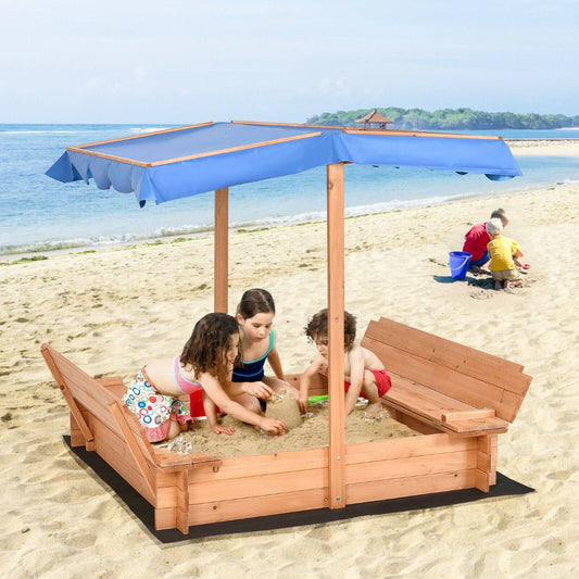 Kids Foldable Cabana Sandbox with Foldable Lid and Canopy