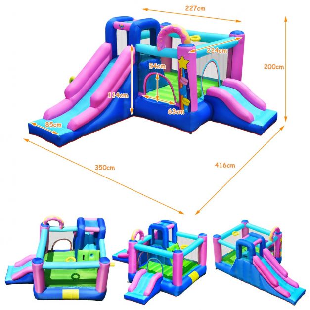 Inflatable Bounce House with Slides and Mesh Protection