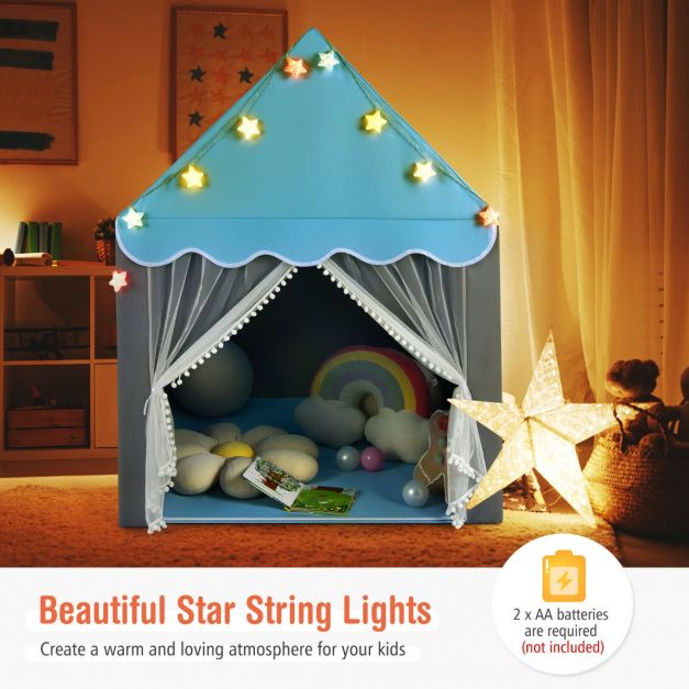 Large Kids Play House with Washable Mat and Star Lights