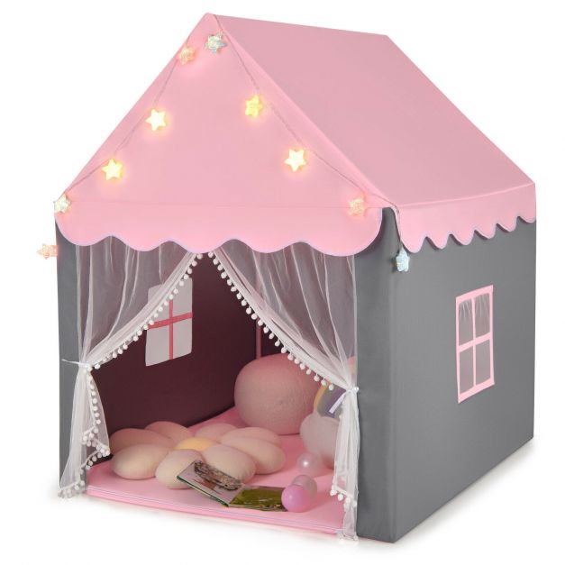 Large Kids Play House with Washable Mat and Star Lights