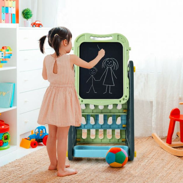 3 in 1 Kids Art Easel with Book Storage Rack and Accessories