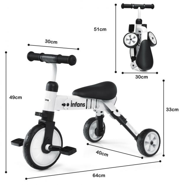Kids Tricycle Bike with Removable Pedals and PU Seat