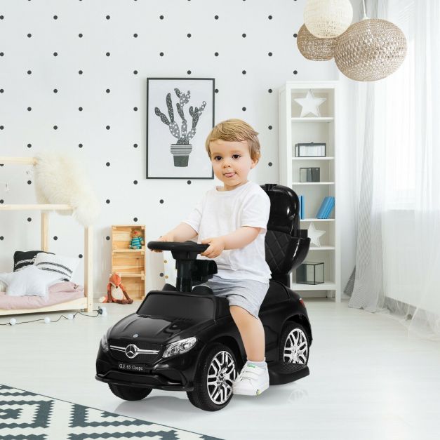 3-in-1 Mercedes Benz Licensed Kids Ride On Push Car with Canopy