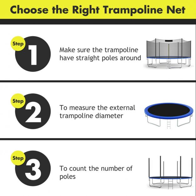 8/9/12 Feet Trampoline Safety Net with Dual-Headed Zippers