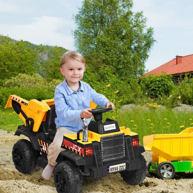 3 Speeds Electric Ride On Dump Truck with Remote Control and Music for Kids