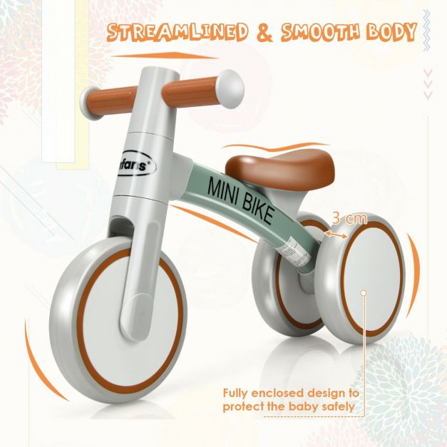 Baby Balance Bike with 3 Silent Wheels for 1-3 Years Old