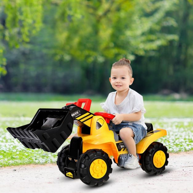 Costway Kids Ride-on Bulldozer Toy with Horn and Storage Seat
